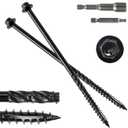 #14 x 8 Wood Structural Screws 100 Pack Hex Head Lag Screws, Rust Resistant Timber Screws for Timber/Log/Landscaping Wood (Black)