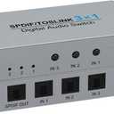 3 Port Digital Toslink Optical Fiber Audio Switch Splitter 3X1 (3 in 1 Out),3 Port Spdif Toslink Optical Switch for TV PS5 PS4 PS3 Xbox Blue-Ray DVD HDTV with Optical Cable