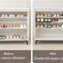 Hanging Shoe Organizer for Closet, Expandable Rack Organizer Under Cabinet Shelf - for Kitchen, Book or Clothing Storage and Organization. (White-1Pcs)