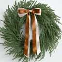 Christmas Decorations -24 Inch Christmas Wreath, Norfolk Pine Wreath, Christmas Wreaths for Front Door, Christmas Door Wreath with Bow Ribbon for Home Table Wall Window Indoor Outdoor (Real Touch)