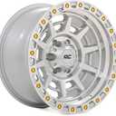 Rough Country 85 Series 17x9 Off-Road Wheel - 5x5.0" Bolt Pattern, 12mm Offset, Full Machined Aluminum with Simulated Beadlock & Gold Accent Hardware