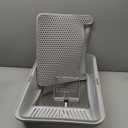 Stainless Steel Litter Box | XL Enclosed Cat Litter Boxes with Lid for Big Cats | High Sided, Anti-Urine Leakage | Non-Stick Bottom & Includes Litter Mat & Metal Scoop (Silver Gray)