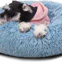 Puppy Beds for Small Dogs Washble 19 Inches Extra Small Anti-Anxiety for Calming Dog Doggie Bed Luxury Machine Washble Anti-Slip Waterproof Mute Bese Round Dog Bed (Lake Blue)
