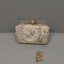 Womens Vintage Floral Embroidery Clutch Evening Handbag Shoulder Bags Purse for Wedding Party Prom (#2415-gold)