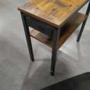 HOOBRO Small Narrow Side Table, Skinny End Table with Charging Station, Extra Slim Nightstand with Storage for Small Spaces, Thin End Table for Living Room, Rustic Brown and Black