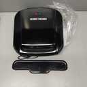 George Foreman 4-Serving Removable Plate Electric Grill and Panini Press, George Tough Non-Stick Coating, Drip Tray Catches Grease, Black