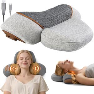 Pillow Massage Neck Hump 3-in-1 Massager Pillow with Heat, Deep Tissue Relief Neck Traction, Cervical Support Hump Corrector for Women and Men, Memory Foam Support