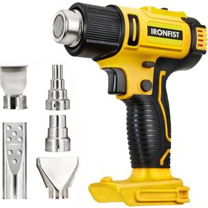IRONFIST Heat Gun Cordless Lithium 20V Hot Air Gun 2-Temp Setting Max 1022F(550C) Heat Gun for Crafts, Shrink Tubing, Resin & Decorating Compatible with DEWALT Battery (Tool Only, NO Battery)