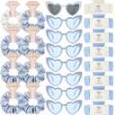 Bridesmaid Scrunchies Proposal Hair claws clips Set of 12 Bridal Shower heart sunglasses Gifts for Wedding Bachelorette Party Favors (24pcs White&Dusty Blue)