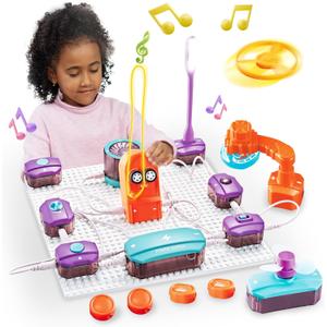 Circuit Board for Kids, SMILESSKIDDO 34 PCS DIY Electronics Exploration Kit with 70+ Projects, Physics Science Experiments Kit, School Family STEM Kits Educational Toy Gift for Kids 6+