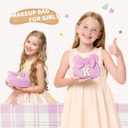 Gifts for Girls, Personalized Initial Makeup Bag Birthday Gift for 4 5 6 7 8 9 10 11 12 13 Years Old Girl Kids Pink Initial Cosmetic Travel Toiletry Bag for Girls Sister Daughter Pink L