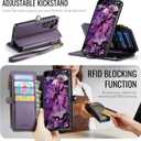 For Samsung Galaxy S26 Wallet Case Magnetic [Compatible with Magsafe] [RFID Blocking Card Holder] [Zipper] [Strap] Detachable Drop-Proof Protective Phone Cases for Galaxy S26-6.3", Purple