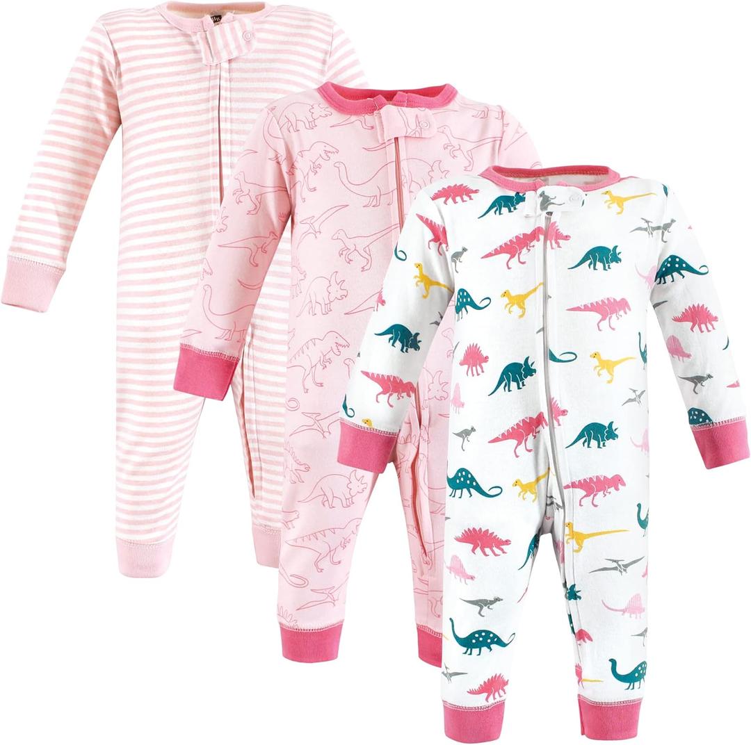 Hudson Baby Unisex Baby Cotton Sleep and Play (Pink, M)