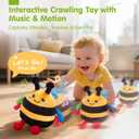 hahaland Tummy Time Bouncing Bee Toy for 6-12 Month, Musical Dancing Plush Bee Baby Toys 9 Month Old, Vibrating & Buzzing Bee Toy Gifts for 1 Year Old Boy & Girl
