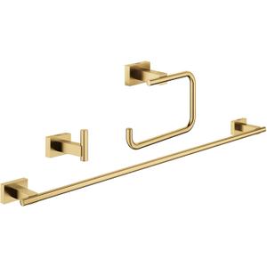 GROHE 40777GN1 Essentials Cube 3-In-1 Bathroom Accessory Set, Brushed Gold
