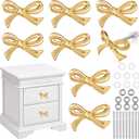 MorningRo Gold Bow Drawer Knobs Brass Bow Knobs for Dresser Decorative Brass Drawer Pulls Vintage Cabinet Handles for Home Bedroom Kitchen Cabinets Hardware Cupboard(Small Size, Gold, 8 Pcs)