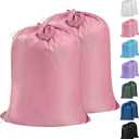 Polecasa Heavy Duty Large Laundry Bag with 130gsm Tear Resistant Fabric and Handles, Easy to Carry Durable Dirty Clothes Drawstring Bag, Perfect for College Dorm, Travel, 2 Pack 28x36, Pink