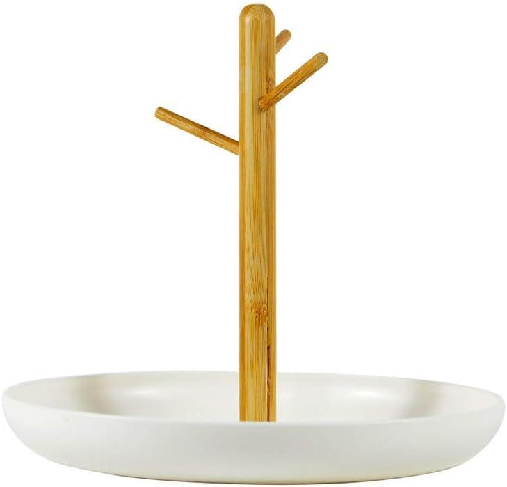 Key Tray for Entryway Table, Catchall Tray Organizer with 3 Tiers Wood Rack for Keys, Bracelets, Watches, Jewelry, Phone (Round)