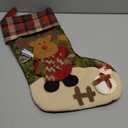 ETERAMUS 21 inch Plaid Christmas Stockings Deer, Bear, Animal One Piece, Felt Large Plush 3D Reindeer Snowman Design Hanging Stocking for Girls Boys Xmas Tree Mantel Party Decor (Green)