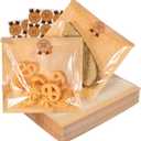 iplusmile 200 Pcs Kraft Cookie Bags with Window - 7.5" x 7.8" Greaseproof Bakery Bags, Heat Sealable Individual Packaging for Cookies, Bread & Donuts, with 200 Sealing Stickers, Not Microwave Safe