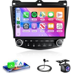 4Core 4G+64G Android 13 Car Radio Stereo for Honda Accord 2003 2004 2005 2006 2007, Rimoody Wireless Carplay Android Auto GPS 5G-WiFi Bluetooth 5.0 10.1'' Touchscreen FM/RDS EQ SWC Backup Camera
