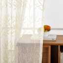 Sheer Curtains 2 Panels Set, Decorative Embroidered Leaf Design, Rod Pocket Light-Filtering Window Treatments for Living Room Bedroom, 54" W x 84" L