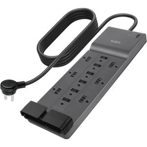 Belkin 12-Outlet Surge Protector Power Strip w/ 12 AC Outlets & 8ft Flat Plug, UL-listed Heavy-Duty Extension Cord for Home, Office, Travel, Computer, Laptop, Charger - 3,940 Joules of Protection