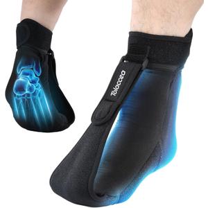 Tolaccea Plantar Fasciitis Night Splint Ice Pack Sock with Full Foot Ice Gel & Enhanced Cooling Arch Gel Pack, Adjustable Foot Splint for Women & Men for Foot Drop & Heel Pain, S/M