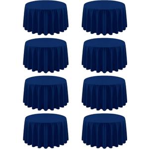 8 Pack Round Tablecloth 90 Inch Navy Blue Tablecloth for Round Tables, Washable Polyester Table Cloth Stain and Wrinkle Resistant Decorative Table Cover for Wedding Party Dining Banquet