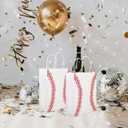 2 x STOBOK 12Pcs Baseball Party Favor Bags White Paper Bags with Handles for Sports Themed Birthday Party, Team Celebrations, Baby Shower, Snacks, Gifts, and Treats Storage