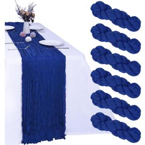 6 Pack Royal Blue Cheesecloth Table Runner 10FT Boho Gauze Fabric Table Runner 35 x 120 Inch Rustic Sheer Runner for Wedding Decor Baby Shower Party Boho Table Decoration