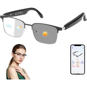 Smart AI Translator Glasses, Clear Blue Light Glasses for Woman Men, Simultaneous Interpretation Eyeglasses for 110+ Languages, Real-Time Translation, Remote Shooting,AI Smart Sunglasses for Travel -S