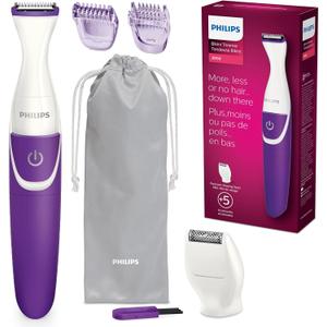 Philips Beauty Bikini Genie Cordless Trimmer for Bikini Line Hair Removal, with Shaving Head and Comb, BRT383/50 (1 Count (Pack of 1), Purple and White)
