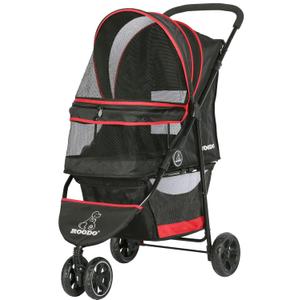 ROODO Escort 3 Wheel Dog Cat Pet Stroller for Small/Medium Dogs Cats Best Lightweight Foldable Portable Compact Jogger Travel All Terrain Pet Gear System Puppy Doggie Bunny Kitty Stroller(Black)