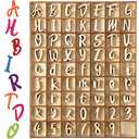 Blulu 248 Pcs 1 Inch Wood Alphabet Letters Numbers Blank Unfinished Wooden Letters Numbers for Crafts with Rustic Storage Tray for Spelling Learning Education Back to School Gifts(Wood Color)