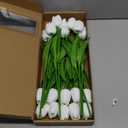 20pcs White Tulips Artificial Flowers 13.5 Inch Real Touch PU Fake Flowers Fake Tulips for Mother's Day Easter in Home Wedding Office Party Table Decoration