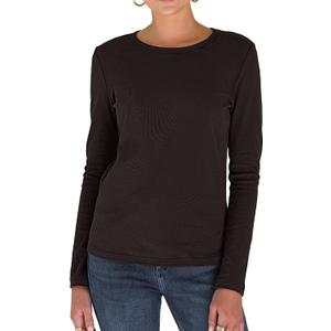 Dwnval Long Sleeve Shirts for Women Basic Crewneck Slim Fitted Knit Going Out Tops(2#Dark Brown, S) (Brown, S)