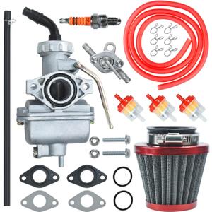 HOLATO PZ20 Carburetor Carb Air filter Fuel Line Kit for 50cc-125cc Taotao ATA-110B 125D Boulder B1 T-Force Coolster Apollo kazuma Kids ATV Four Wheeler XR70 XR80 CRF70 CRF80F Dirt Pit bike (RED)