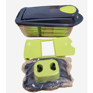 Mueller Pro-Series All-in-One, 12 Blade Mandoline Slicer for Kitchen, Food Chopper, Vegetable Slicer and Spiralizer, Cutter, Dicer, Grater, Kitchen Gadgets Sets with Container, Black Green