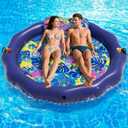 Inflatable Pool Floats Adult Heavy Duty 79"x79" Extra Large Pool Lounge Floats Lake Float Cooling Pool Floaties Bed with Headrest, Cup Holder Sunbathing River Raft Summer Outdoor Beach Pool Party Toy