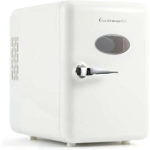 CUTIEWORLD Mini Beverage Fridge for Office, White