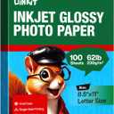 Uinkit 100 Sheets Thick Inkjet Glossy Photo Paper Picture 8.5x11 62lb 230g 11.1mil Cardstock Postcard Brochure For Dye Ink Inkjet Printer