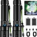 Flashlights High Lumen Rechargeable, 990,000 Lumens Super Bright LED Flashlight, High Powered Flash Light with 5000 mAh Capacity, Waterproof Handheld Flashlight for Camping Hiking (Pack of 2)