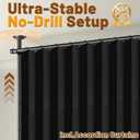 AJAZZ Room Divider Curtain (Black, W100 x L84 in, 1 Panel)+ Tension Curtain Rod No Drilling (H) 43-120(W) 35-100 in, for Privacy/Soundproof Curtains, Heavy Duty Wall Separator