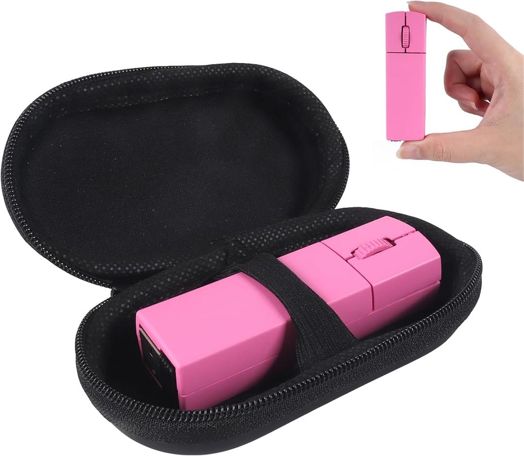 elec Space Wireless Mini Finger Mouse - Silent Dual-Mode Bluetooth & 2.4GHz, Ergonomic Portable PC Mouse with Case, Compatible with MacBook and Chromebook (Pink)