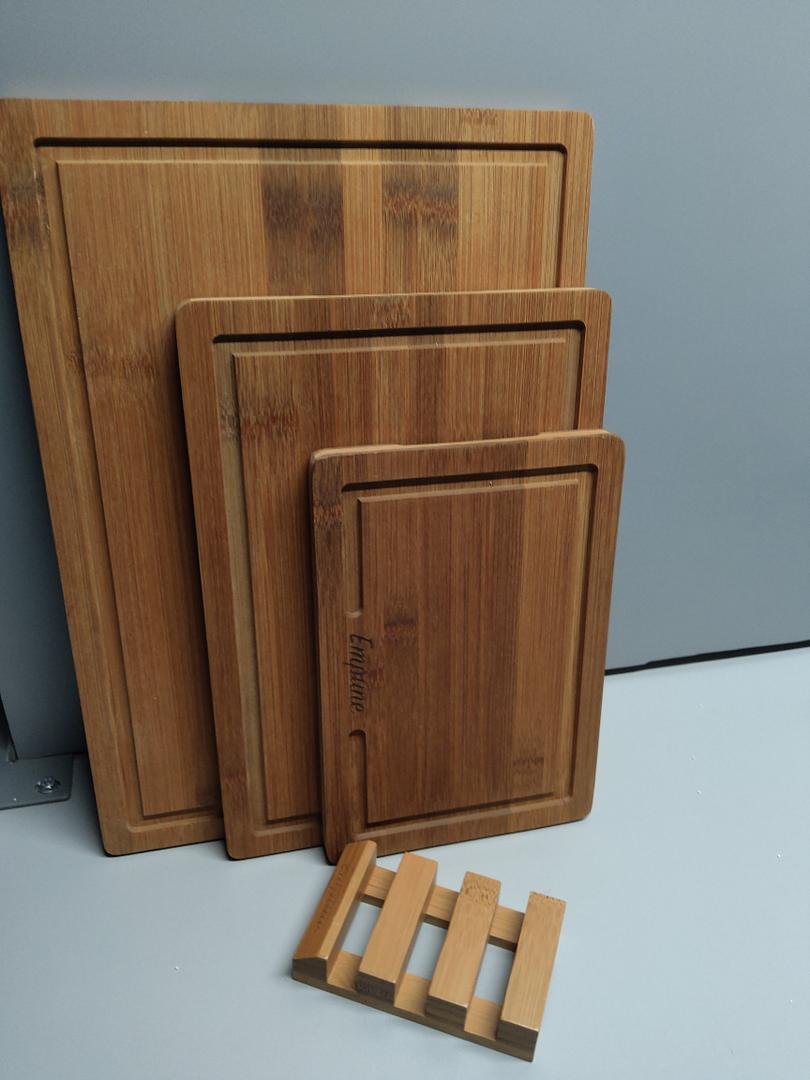 Bamboo Cutting Board Set of 3 – Wooden Chopping Boards with Juice Groove – Large, Medium & Small Kitchen Cutting Boards for Meat, Vegetables & Charcuterie