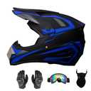 Senhill Youth ATV Dirt Bike Helmet Motocross Helmet Full Face Motorcycle Helmet with Gloves Goggles Mask for Unisex Adult DOT/FMVSS 218 Approved (X-Large, Blue)