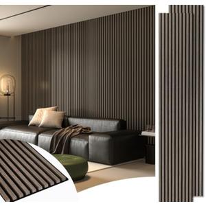 Art3d 2-Pack 108" x 12" Acoustic Wood Panels for Wall, Soundproof Wood Slat Panel for Wall and Ceiling, 3D Fluted Sound Absorbing Paneling for Interior Wall Decor, Living Room, Bedroom - Walnut