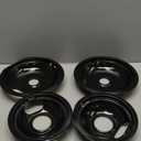 Stove Burner Covers W10288051 Burner Drip Pans -2 Packs 6 W10290353 Black Porcelain Burner Pans and 8" W10290350 Stove Top Covers for Electric Stove by Sikawai