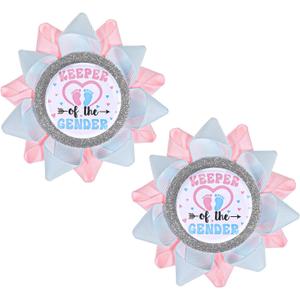 Keeper Of The Gender Pin Boy Or Girl Unveiling Ribbon Button Pin Pink Or Blue Gender Reveal Ideas For Gender Reveal Party Decorations Baby Shower Supplies